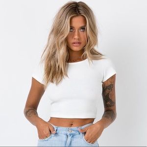 Princess Polly Basic Cropped Tee in White